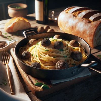  Spaghetti alla Chitarra con Tartufo: Indulge in the Rich Harmony of Hand-Pulled Spaghetti and Earthy Truffles!