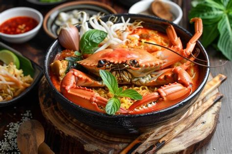  Laksa Penang:  A Creamy Coconut Curry Broth That Explodes With Aromatic Spices and Fresh Seafood!